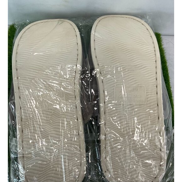 New Mens Size 42-43 Gray Ribbed Plush Slippers With Faux Fur Lining & Non-Slip S - Picture 4 of 8